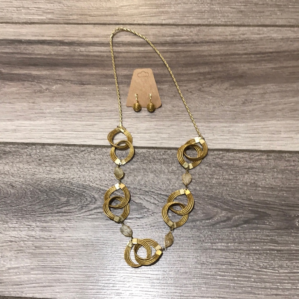 New! Brazilian golden grass earring/necklace set